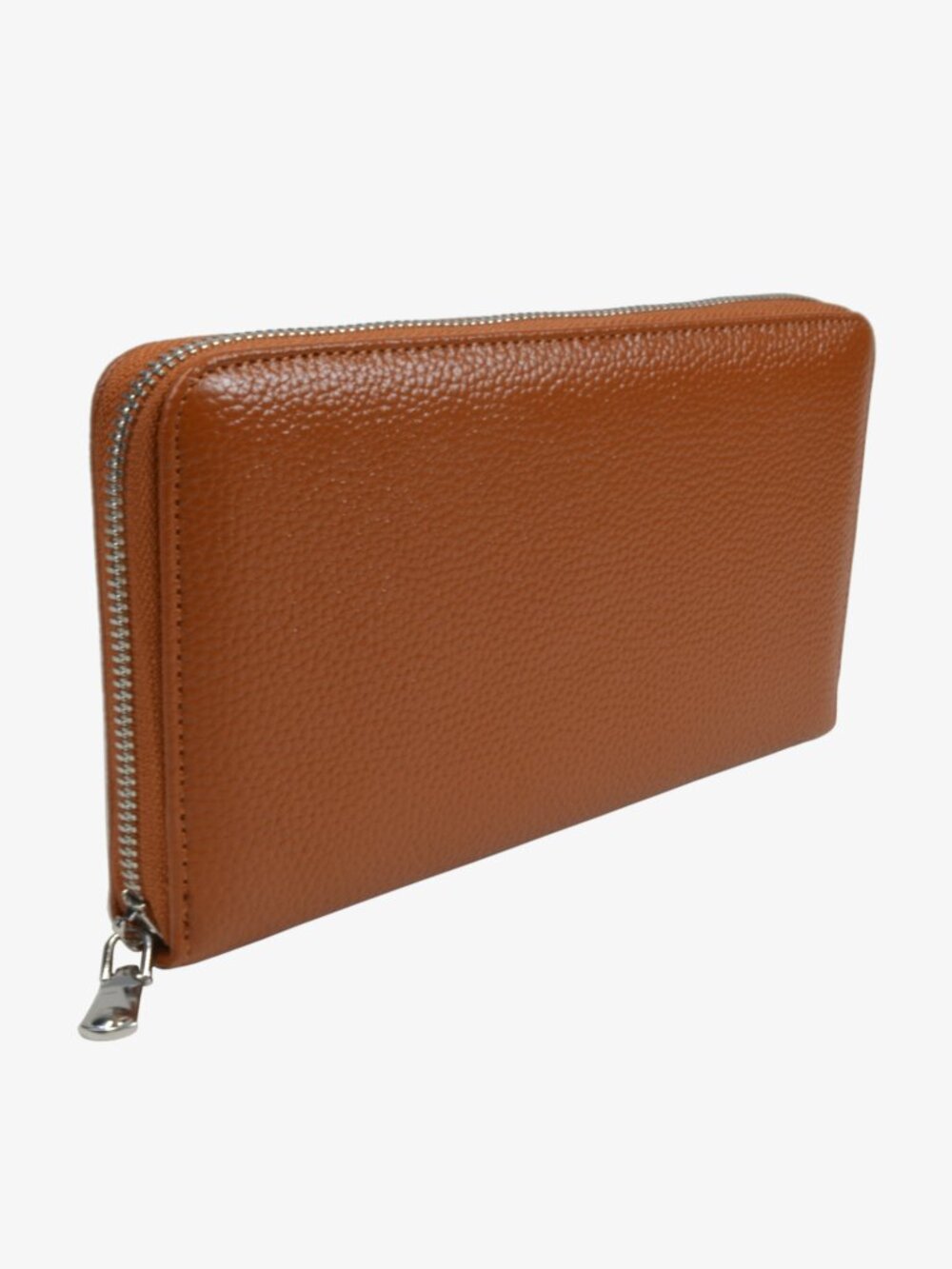 Zip-around Clutch, Caramel, 8.25"
